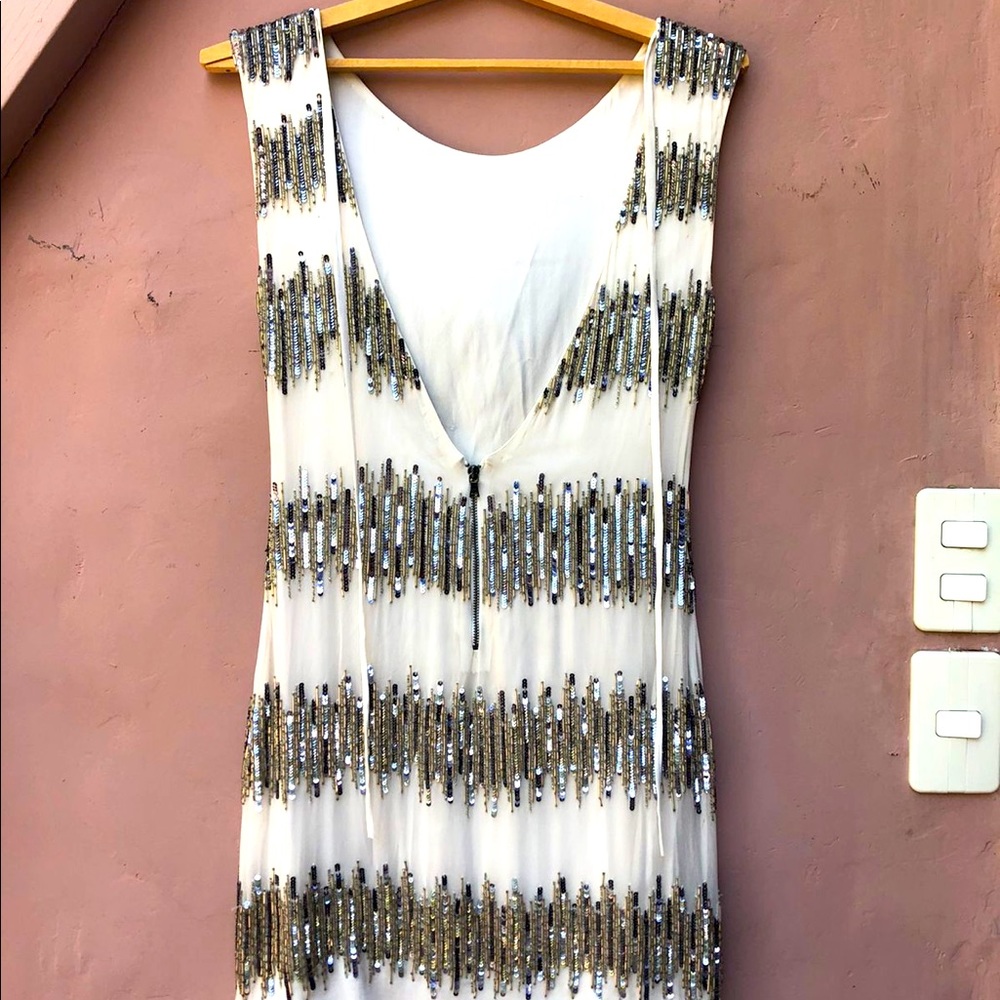 Alice and Olivia White Sequin Dress size XS $75